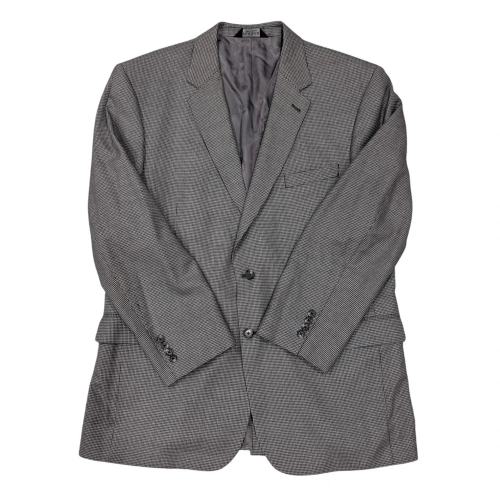 Jos A Bank Signature Collection Grey Houndstooth Wool Sport Coat Blazer 46 LG‎